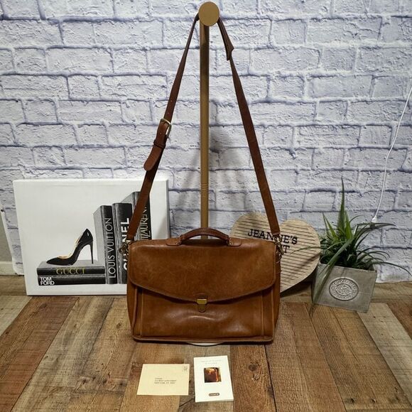 RARE COACH Morgan Glove Tanned Leather Brass Briefcase Made in USA 0602-307